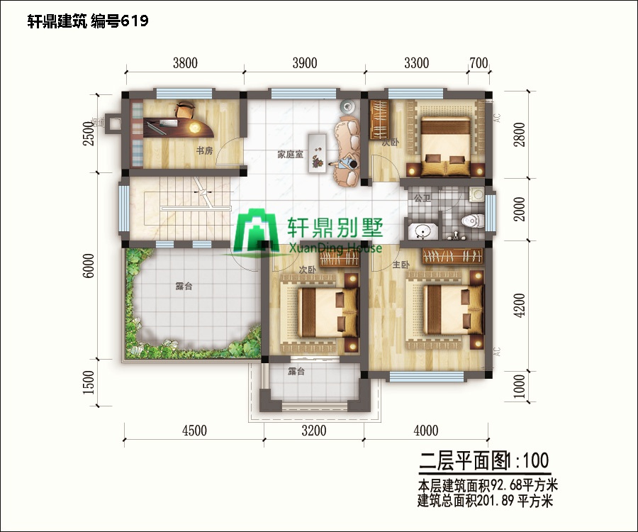 新中式二層自建別墅設計圖平面，含全套完善施工圖紙2.jpg