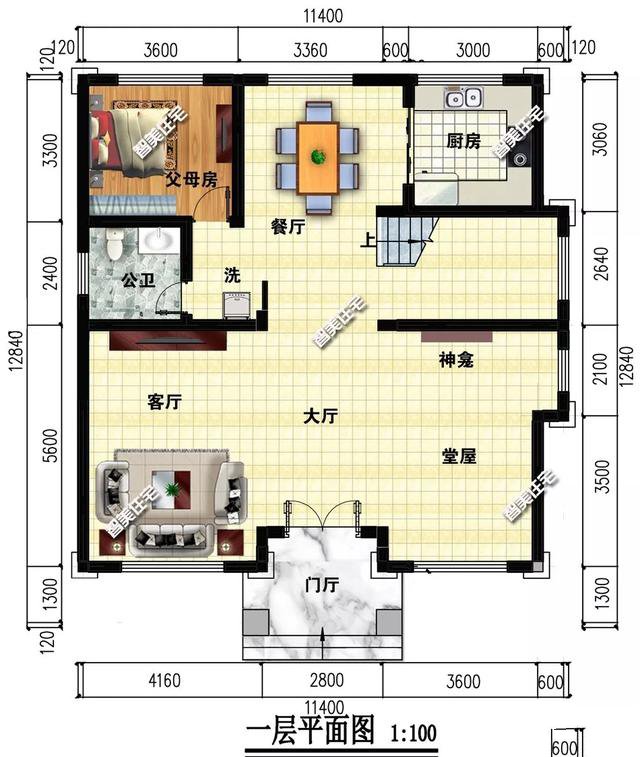 整體感覺(jué)很大氣的一棟農村別墅，帶堂屋和套臥，造價(jià)35萬(wàn)!各方面都非常合適！