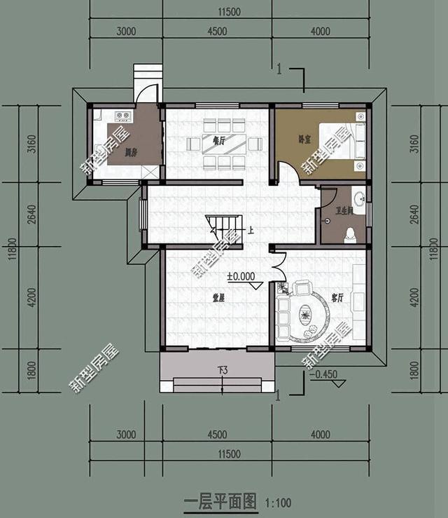 今天新型房屋為大家展示幾套帶堂屋的房屋設計圖紙，不同的人有不同的審美，不知道你會(huì )喜歡哪一套呢？