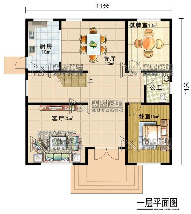 今天就給大家分享一套自建房3層戶(hù)型占地只需11米X11米，符合很多地區農村宅基地標準!