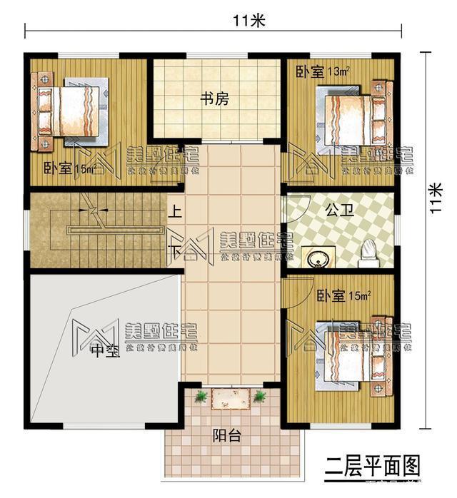 今天就給大家分享一套自建房3層戶(hù)型占地只需11米X11米，符合很多地區農村宅基地標準!