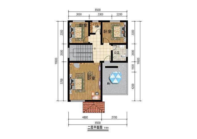 二樓100平方米的歐式新農村別墅，高端大氣，南北通透，值得一建!