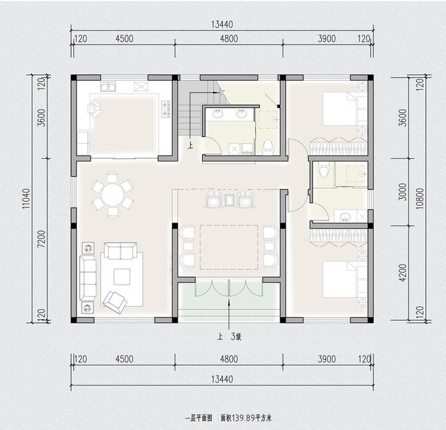 11x13兩層新中式庭院別墅，主體面積30萬(wàn)平方米，非常適合農村住宅建設