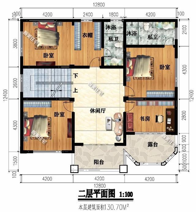 下面兩棟面寬尺寸均為12.8米的二層別墅，第一棟別墅廚房單獨建，外觀(guān)都非常驚艷，第二棟別墅外墻面貼滿(mǎn)了文化石。