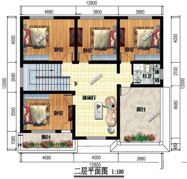 下面兩棟面寬尺寸均為12.8米的二層別墅，第一棟別墅廚房單獨建，外觀(guān)都非常驚艷，第二棟別墅外墻面貼滿(mǎn)了文化石。