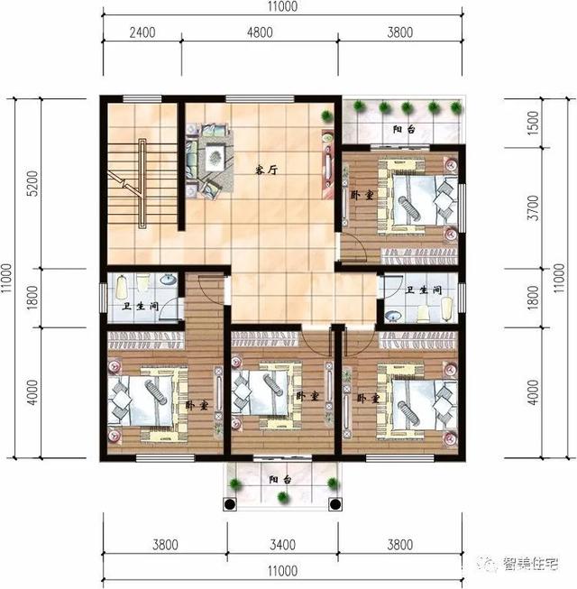 兩棟建筑尺寸相同的別墅，1111米，從各個(gè)角度看都是簡(jiǎn)歐洲風(fēng)格。有時(shí)候宅基地很大，但我不想建太大的別墅。主要原因是房子越大，成本越高!