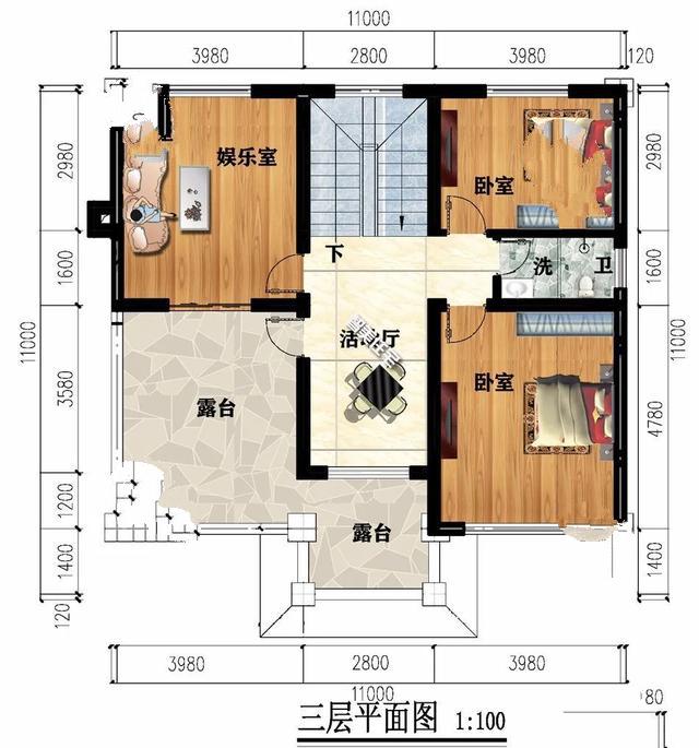 兩棟建筑尺寸相同的別墅，1111米，從各個(gè)角度看都是簡(jiǎn)歐洲風(fēng)格。有時(shí)候宅基地很大，但我不想建太大的別墅。主要原因是房子越大，成本越高!