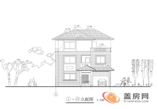 如今農(nóng)村是家家都有車，一層配置一個車庫是非常實用的，頂層的大面積露臺可以晾曬衣服也可是曬曬干菜，非常適合農(nóng)村居住。