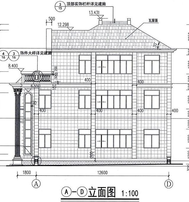 農村復式三層建筑的設計圖紙