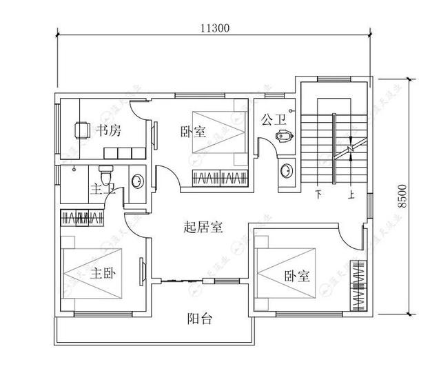 11.3 m  x8.5 m新型現代農村自建建筑設計