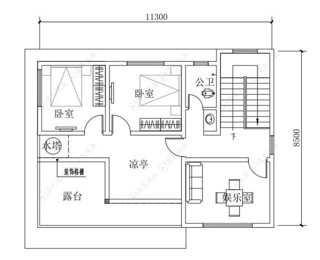 11.3 m  x8.5 m新型現代農村自建建筑設計