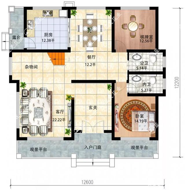 12.6米x  12.2m米經(jīng)濟別墅設計圖