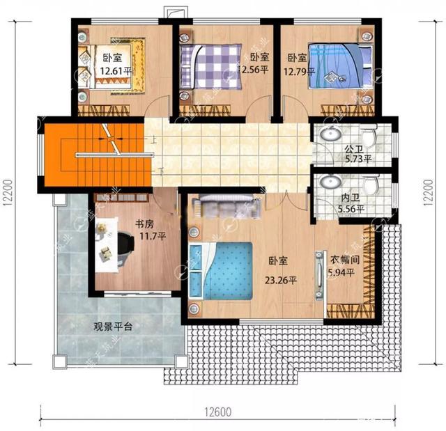 12.6米x  12.2m米經(jīng)濟別墅設計圖