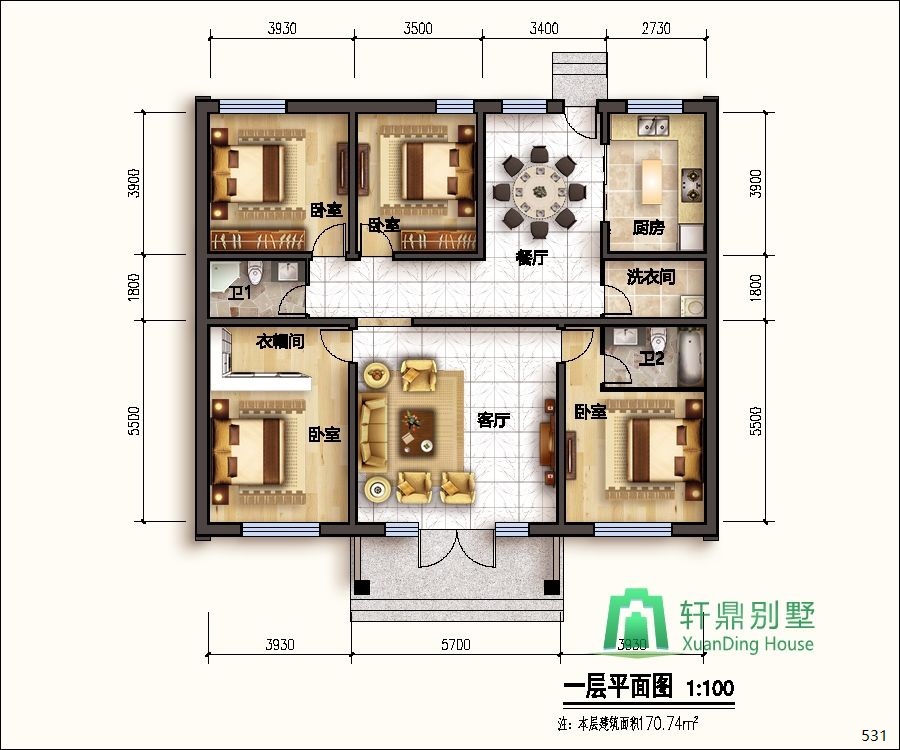 鄉下平頂屋的別墅設計圖