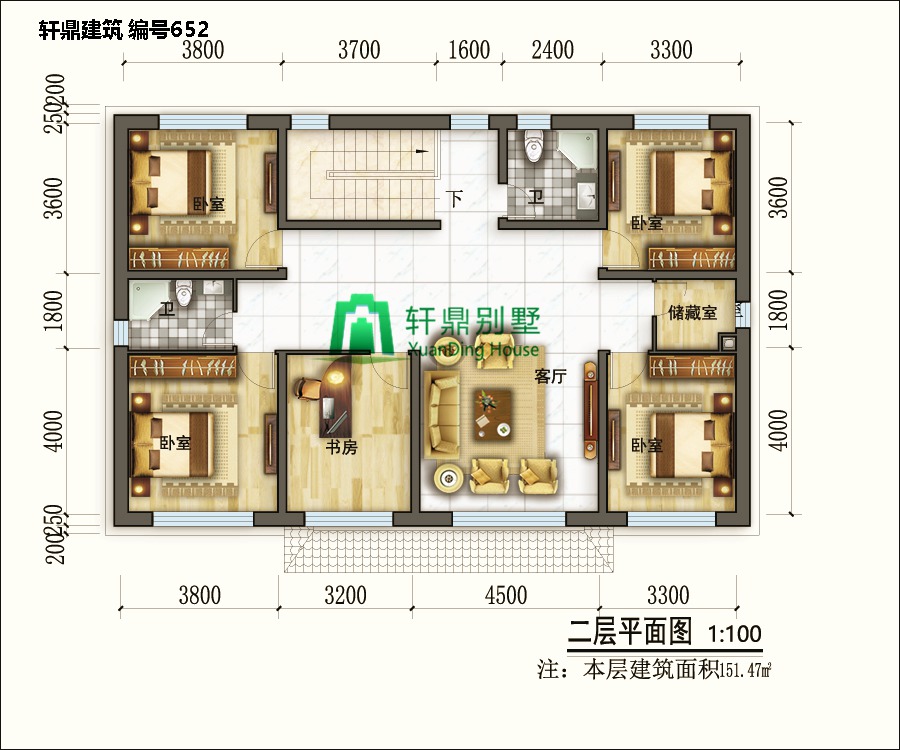  新田園自建二層別墅設計圖紙和效果圖