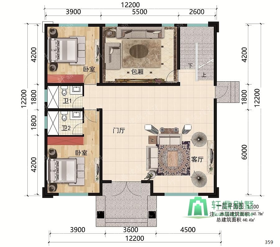 　新中式二層自建房屋設計圖