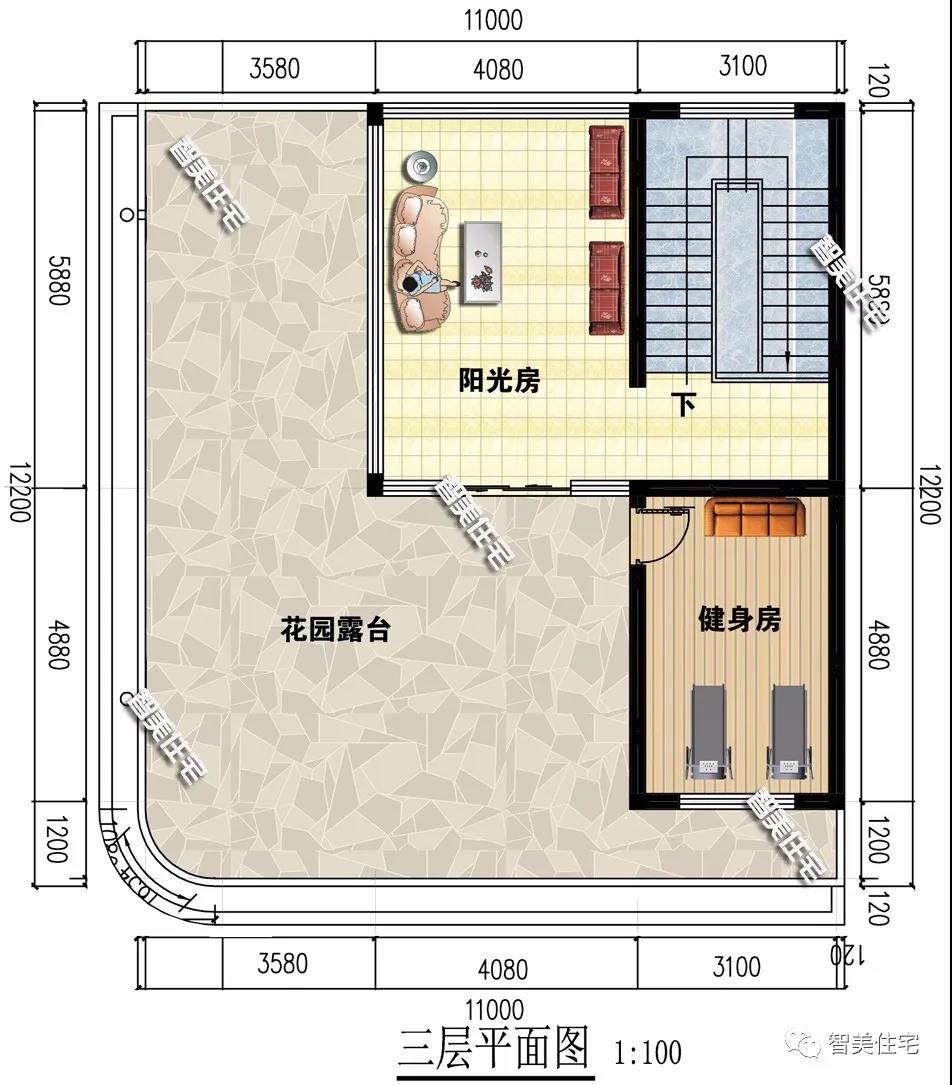 平屋頂設計的農村別墅