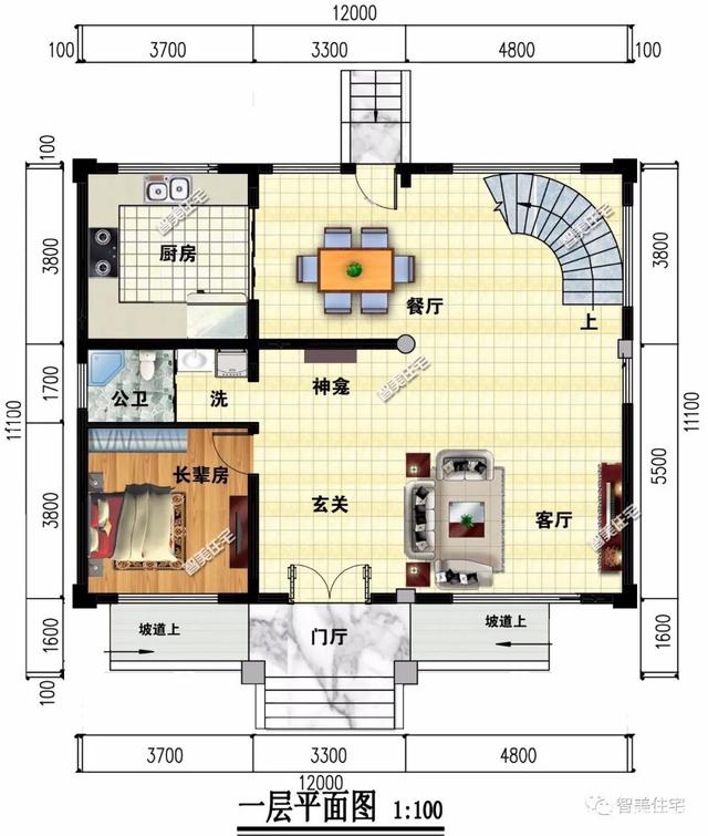 兩個(gè)客廳設計成的農村別墅設計