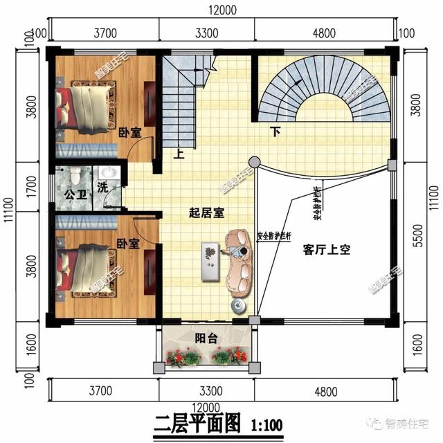 兩個(gè)客廳設計成的農村別墅設計