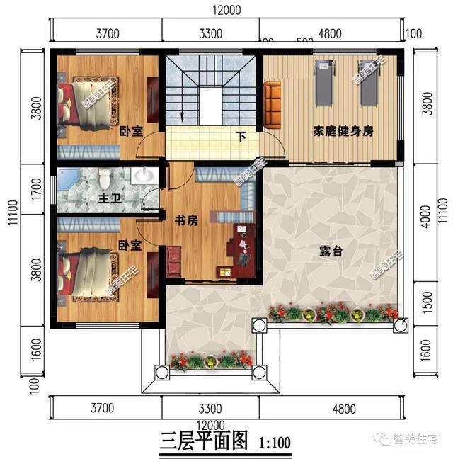 兩個(gè)客廳設計成的農村別墅設計