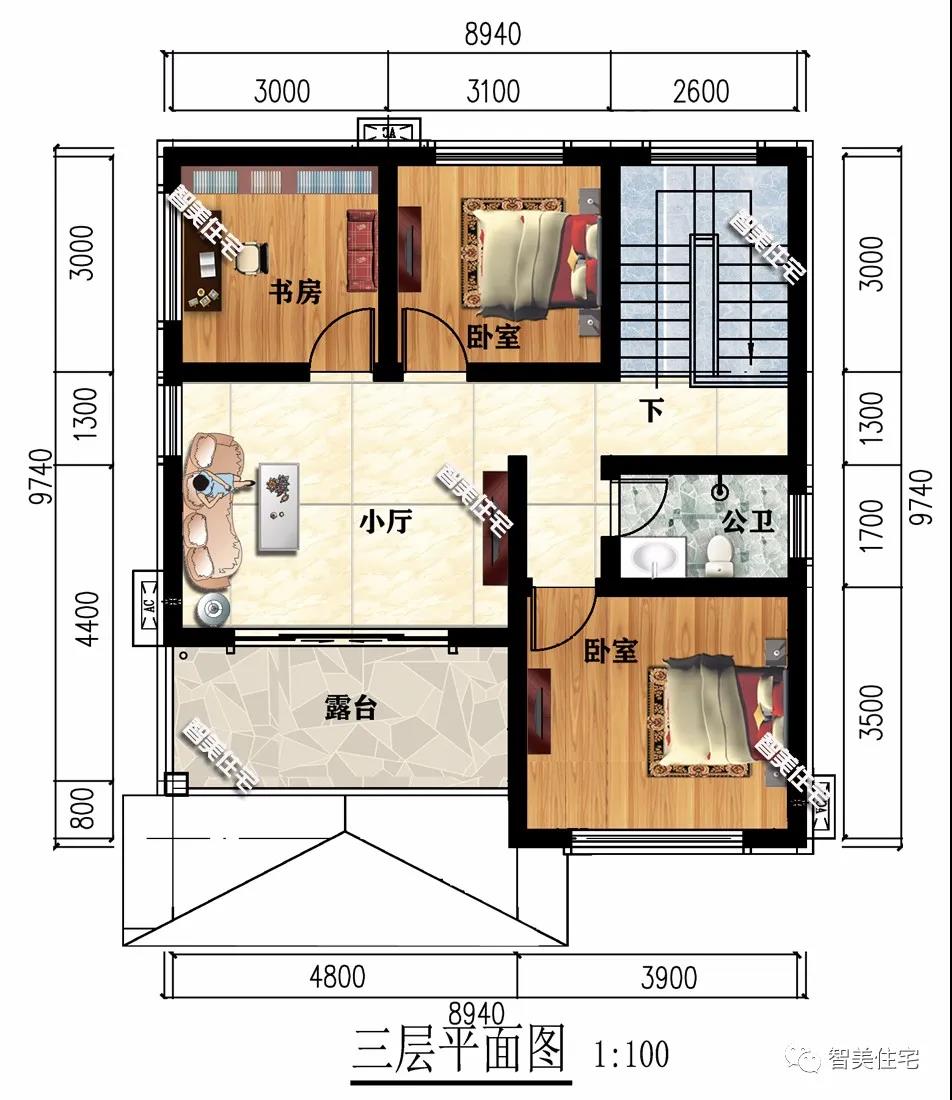 8.9×9.7米的農村別墅