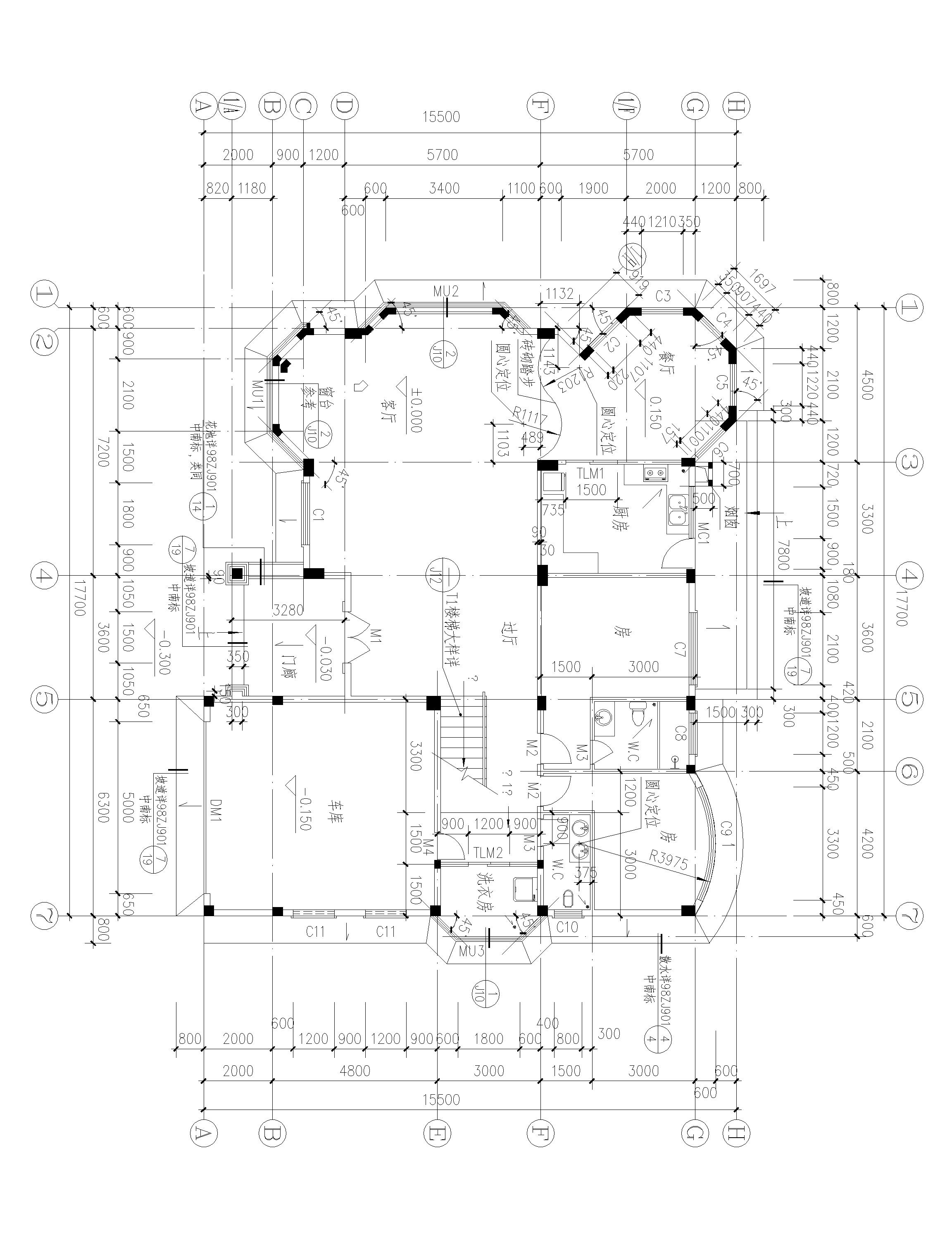 兩層半歐式別墅設計方案，適合多孩家庭，總建筑面積555㎡